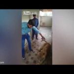 رجل أمن يصادف سائق مٌسن يغير إطار سيارته فقام بمساعدته