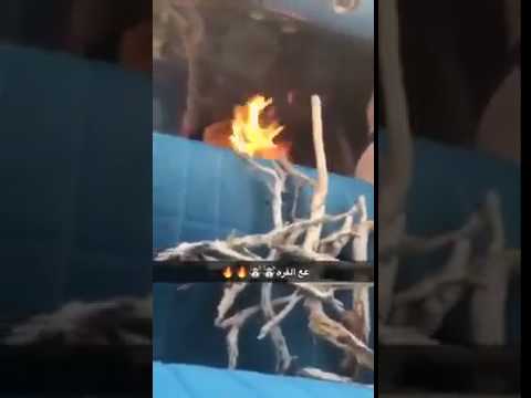 بالفيديو : مواطن يشعل النار في سيارته لتدفئه من البروده