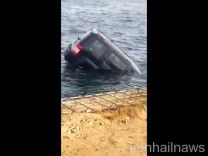 فيديو: سقوط سيارة في البحر بكورنيش أبحر الشمالية