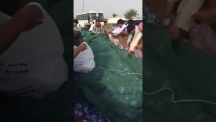 بالفيديو: شاهد هجوم مواطنين ومقيمين على حاوية تحتوي علب مياه معبأة أمام مبنى وزارة التجارة