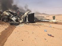 وفاة شخصين على  طريق حائل _ العلا صباح اليوم الجمعة بعد تصادم شاحنتين وجها لوجه