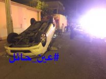 إصابة شخص بسبب حادث انقلاب بحي صديان الغربي بحائل