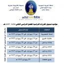 للفصل الدراسي الثاني في جامعة حائل#مواعيد تسجيل المقررات