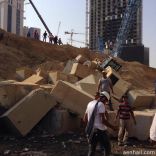 انهيار حاجز خرساني بحي جبل الكعبة بمكة