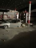 اصطدام مركبة بمحطة وقود بحي الوادي بحائل