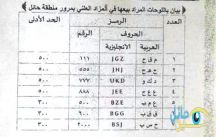 المزاد على اللوحات المميزة بــ مقر تعليم القيادة بحائل