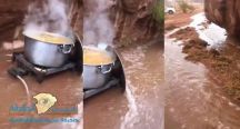 بالفيديو: رغم مداهمة السيول.. الاستمرار بطبخ الغداء بأحد شعبان منطقة حائل