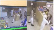 بالفيديو .. عامل بقالة شجاع يواجه لصين حاولا السطو وسرقة الخزينة