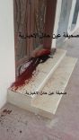 دماء غريبة أمام بوابة المدرسة الثالثه والستون الإبتدائية للبنات بمدينة حائل‎